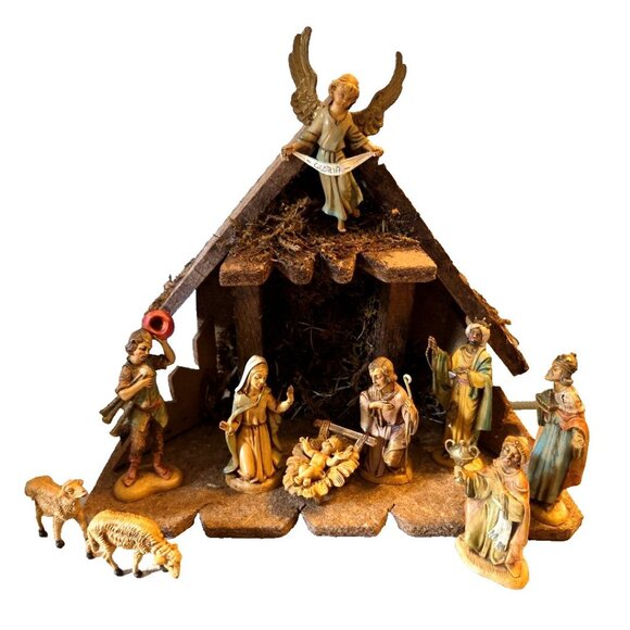 12 pc Depose Italy Nativity Stable Creche Figurines Holy Family Baby Jesus - Picture 1 of 16